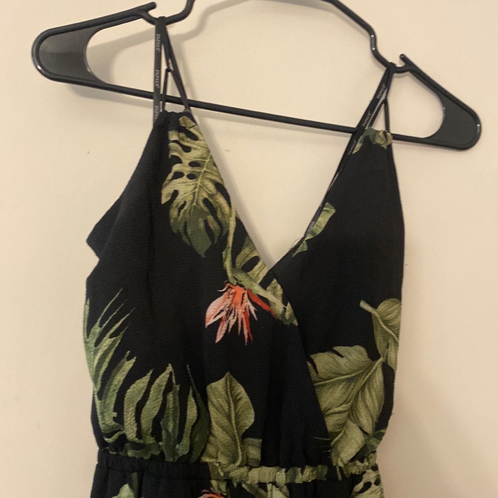Black tropical print jumpsuit